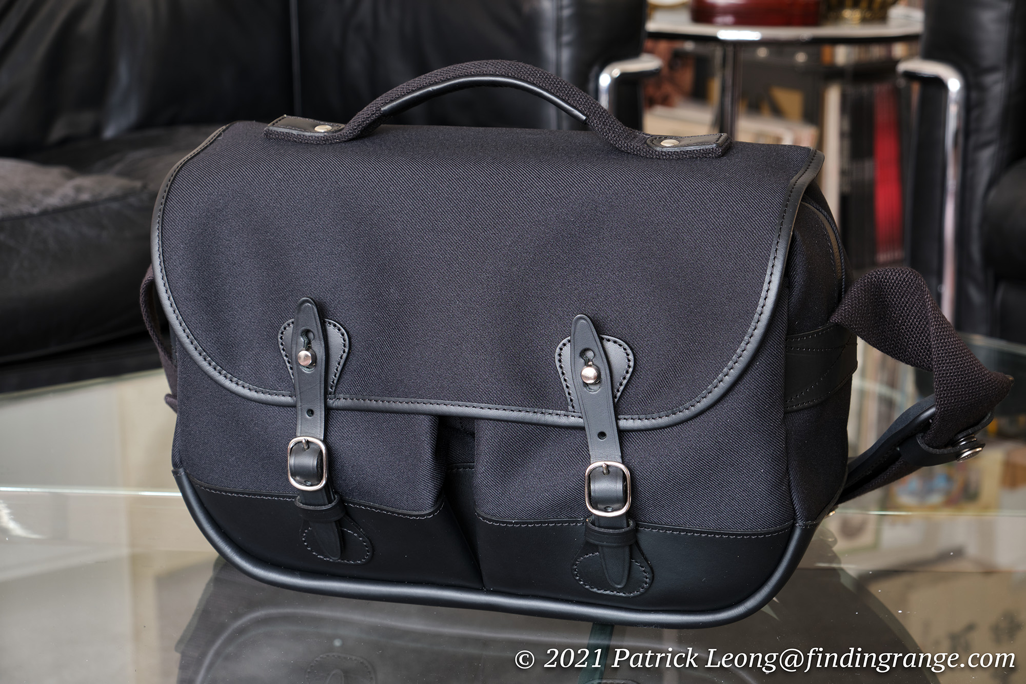Billingham Hadley Large FiberNyte Shoulder Bag (Black with Black Leather Trim)